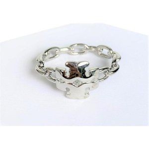 Tory Burch Silver Kira Chain Ring Size 7